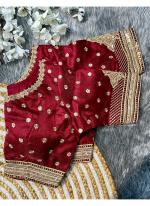 Soft Milan Silk Maroon Wedding Wear Embroidery Work Readymade Blouse